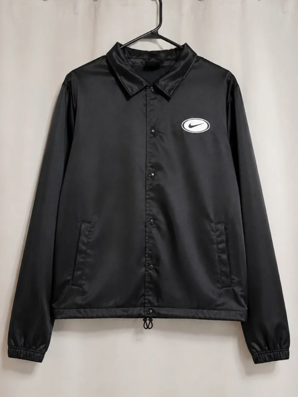Nike Sportswear Coach Jacket | Women's Large | Black Floral Logo | Mesh Lined